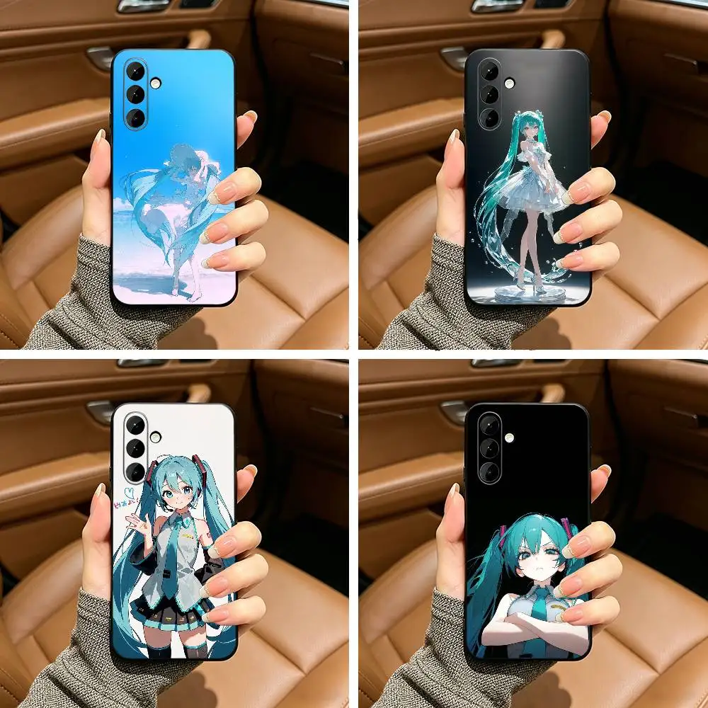 Anime H-Hatsune Miku Black Soft Silicone Phone Case for Samsung Galaxy A73, A71, A72, A70, A53, A52, A51
