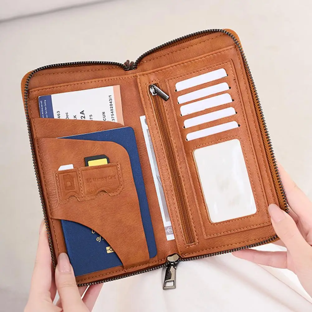 Travel Document Organizer Rfid Blocking Wallet with Zipper Travel Document Holder Passport Organizer Card Holder with for Men