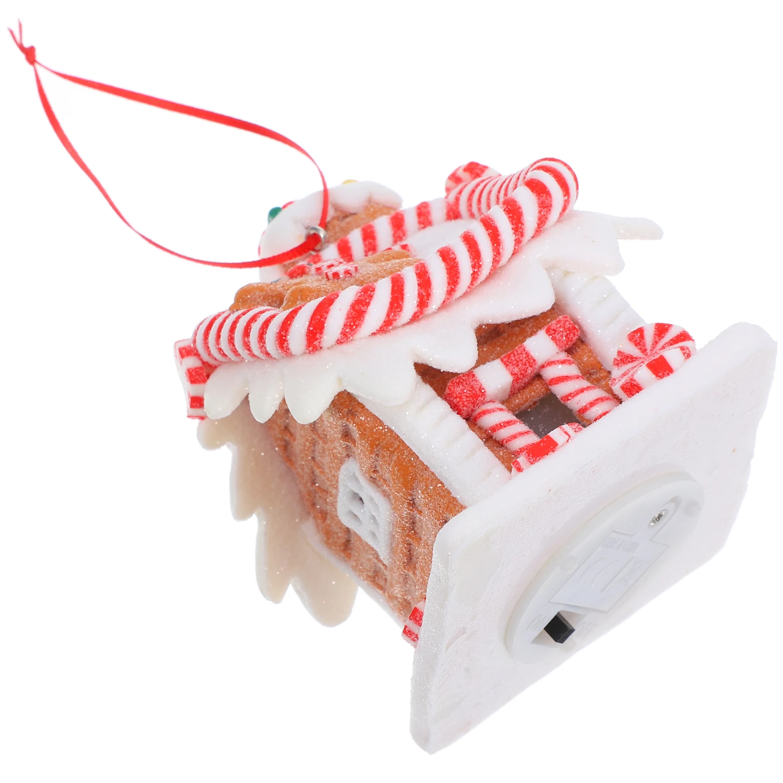 

1pcs Led Lit Gingerbread House Ornament Clay Christmas Decor For Window Tree Hanging Display Holiday Party Home Decoration