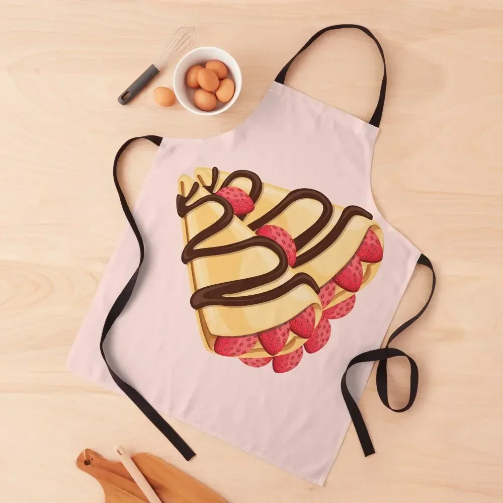 Strawberry Crepes with Chocolate Drizzle Apron professional hairdressing Customizable Woman Barber Things For The Kitchen Apron