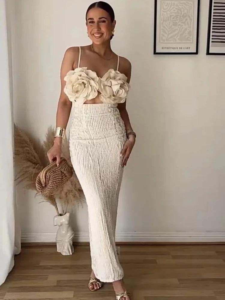 

French Casual Women Patchwork Appliques Dress Sleeveless Sexy Backless 2026 Summer Vacation Beach Stretch Party Long Bodycon