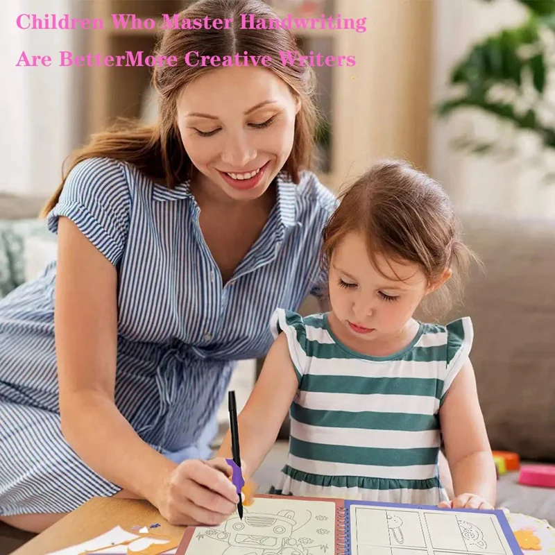 كتاب تدريب على الكتابة اليدوية مخدد للأطفال ، دفتر سحري ، كتابة بقلم حبر يختفي تلقائيًا ، 4 *
