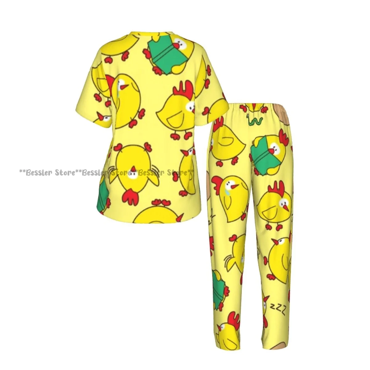 Women's Comfort Pajamas Women's Chicken Pattern Short Sleeve Set Sleepwear view 3