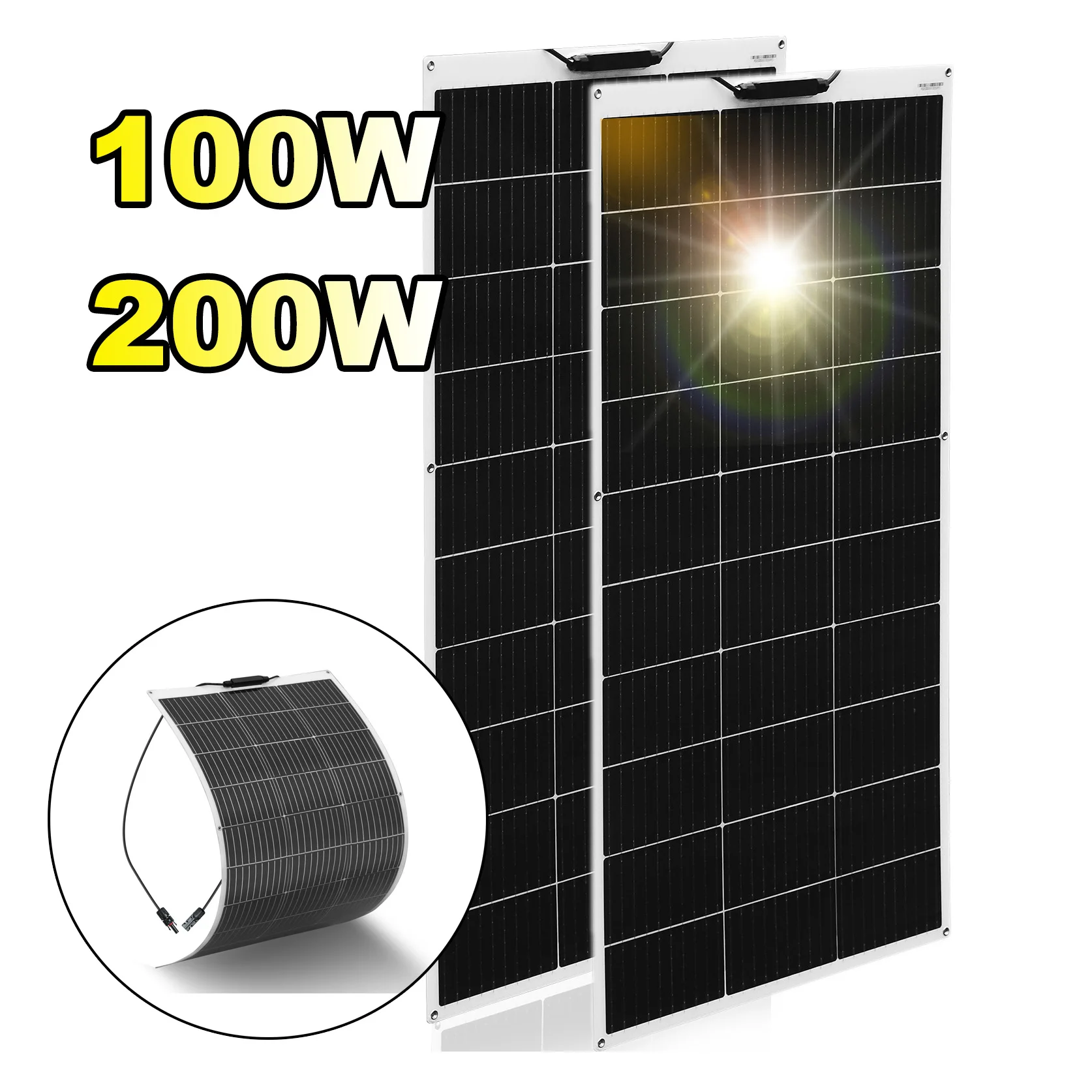 Solarpanel 200w 12v 24v batterie ladegerät photovoltaik panel für home auto boot balkon system 20A solar controller 3metes kabel