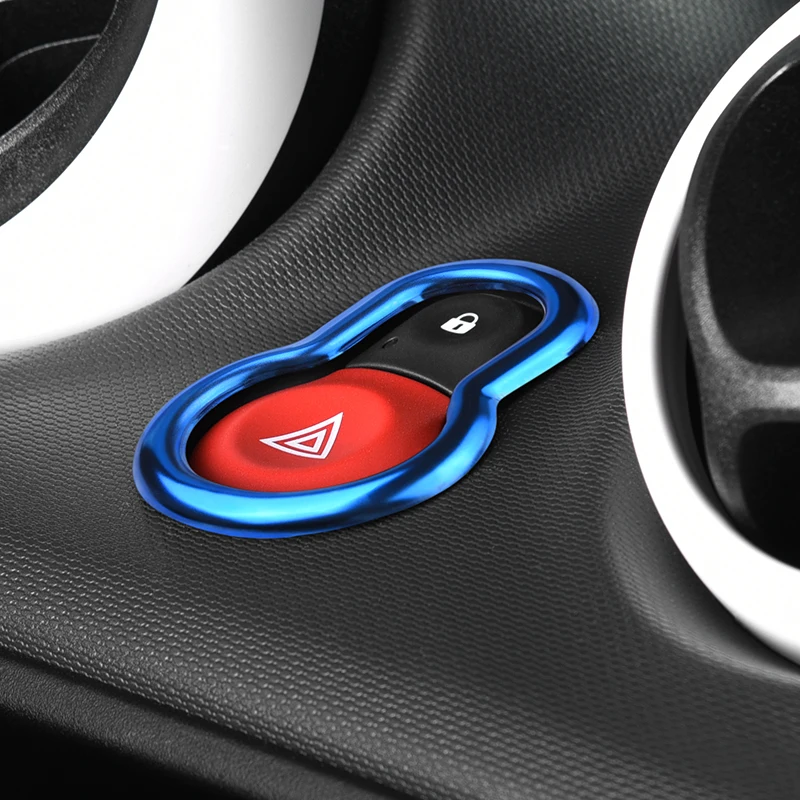 Stainless Steel Car Dashboard Dash Warning Lights Alert Push Button Door Lock Switch Trim Cover for Smart 453 Fortwo Forfour