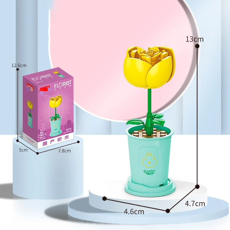 女の子のためのミニ多肉植物の植木鉢シリーズ,手作りのビルディングブロック,素敵なバラ,ジャスミン,机の装飾,クリスマスプレゼント