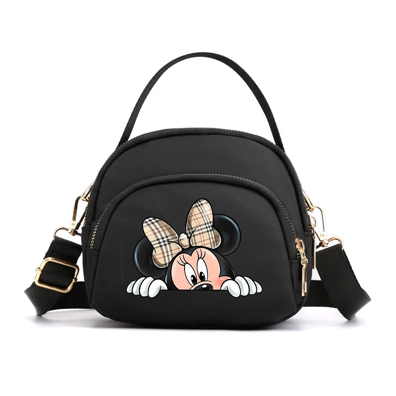 Mickey Minnie Mouse Women Crossbody Zipper Mobile Phone Shoulder Bag Female Handbag Cartoon Multifunction Small Bag Lady Purse