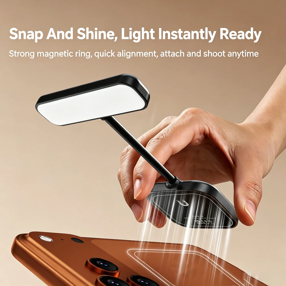 Magnetic Phone Selfie Light 18 LEDs Flexible Gooseneck Fill Lamp Reading Lamp 5 Color Temps Reading Vlog Video Light
