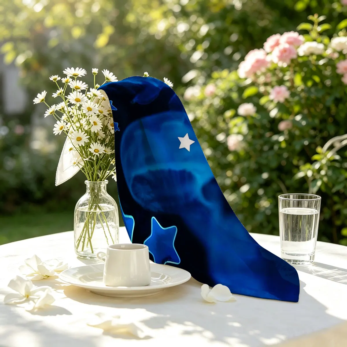 Blue Jellyfish Stars Bandana Paisley Headbands Hip Hop Kerchief Outdoor Unisex Headband Wrist Wraps Face Mask Handkerchief view 3
