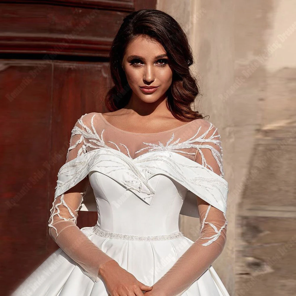 Eleganti abiti da sposa personalizzati Plus Size popolare gonna principessa orlo per le donne nuovo pizzo maniche lunghe elenco Vestido De Novia