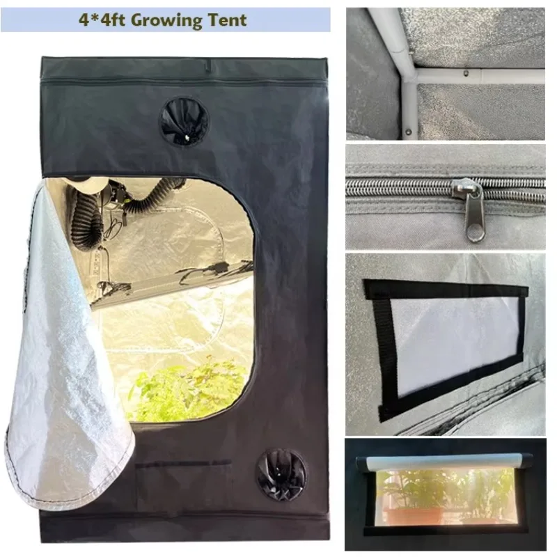 4x4 Growing Tent Complete Kit 480W LM301H Evo Inline Duct Fan 6 Inch Carbon Filter Indoor Growing Box 1000W 800W Led Lights