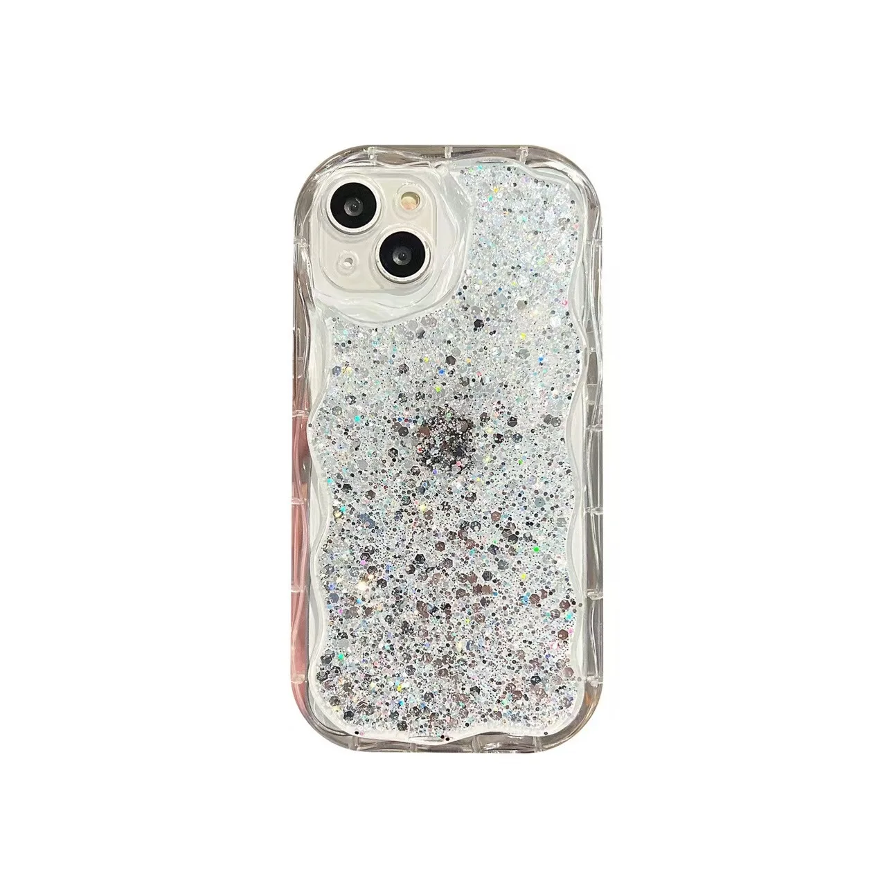 

High flash silver powder cream case suitable for Apple 16 Promax phone case suitable for iPhone 15 Pro anti drop 13/12