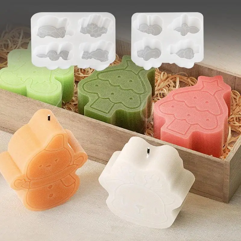 Christmas Silicone Molds For Baking Candy Baking Moulds Non-Stick Handmade Soap Candles Silicone Christmas Baking Mold Set With