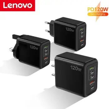Lenovo 120W PD 5Port USB şarj hızlı şarj QC3.0 USB C tipi C Huawei Samsung Xiaomi için cep telefonu şarj hızlı şarj