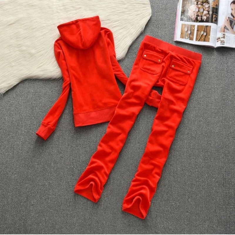 Velvet Tracksuit Women Two Piece Set 2024 Winter Casual Warm Tracksuit Hooded Jacket Y2K Women\'s Velvet Straight Pants Suit