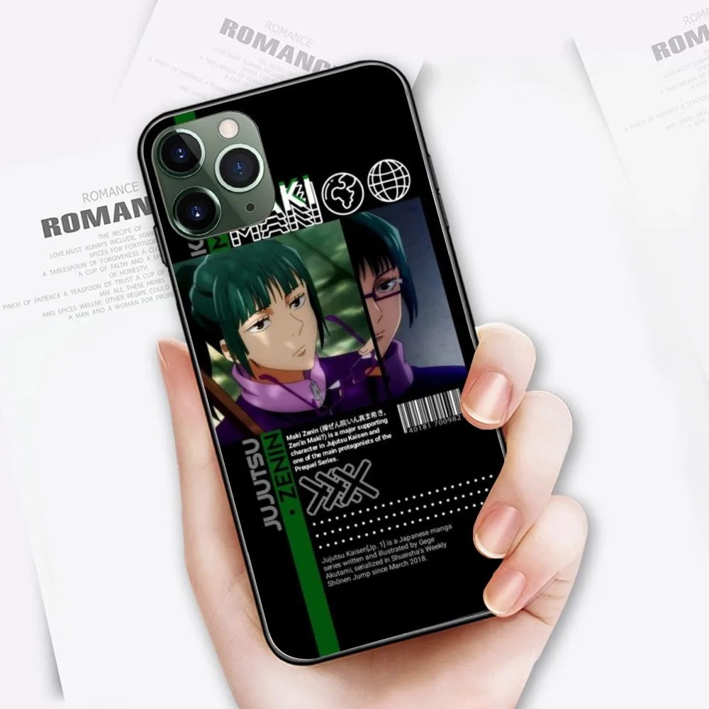 JJK Maki Zenin Mobile Cell Phone Case for iPhone 15 14 13 12 11 XS X 8 7 6 Plus Mini Pro Max SE 2022 Black Phone Cover Funda image 6