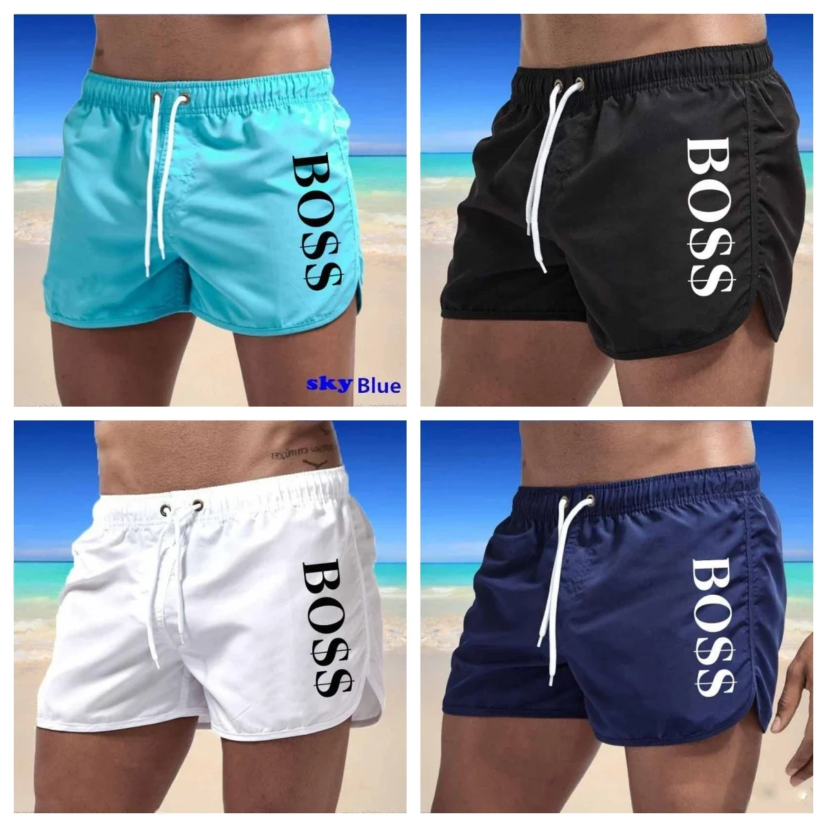 

2024 Men's Swim Shorts Swimming Trunks Sexy Beach Shorts Surf Board Male Clothing Pants Summer Colorful Swimwear Man Swimsuit