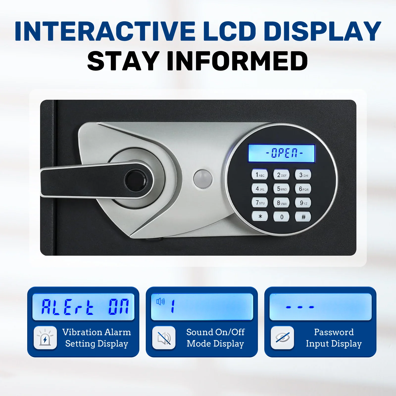 SF0606 H55 Fingerprint Safe Box Fingerprint Recognition Box With Keys, Keypad Lock, LCD Display, Dual Alarm System for Jewelry