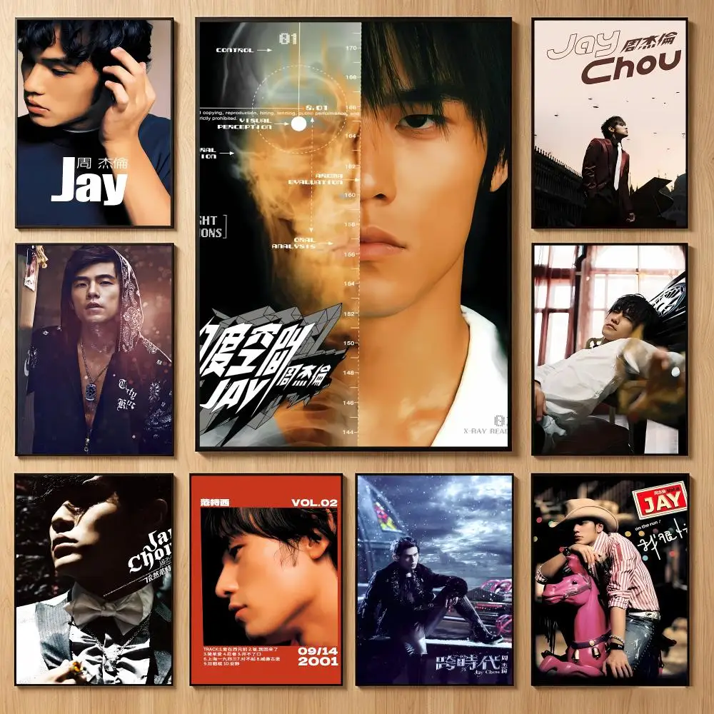 Melodic Musician J-Jay Chou Poster Classic Self-Adhesive PP Wall Sticker for Living Room Bar Decor Gift