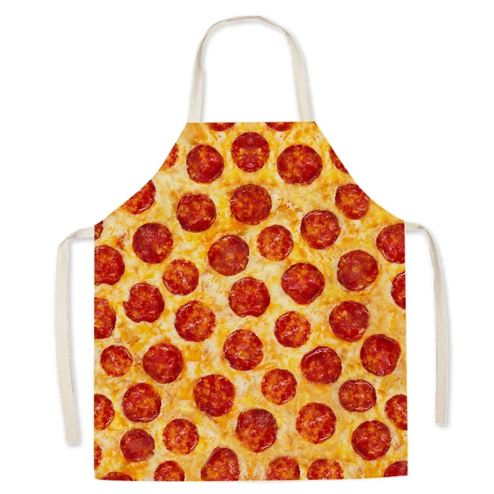 Cute Gourmet Pattern Kitchen Apron Men Burger Fries Pizza Pattern Kids Sleeveless Apron Kitchen Aprons for Women Delantal Cocina