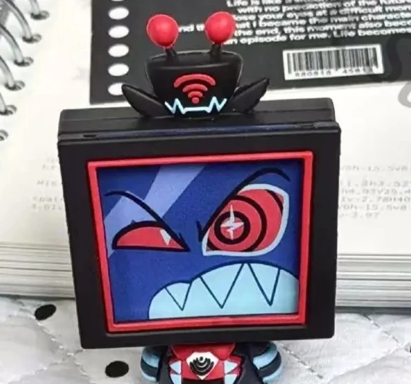 

Anime VOX Alastor Hazbin Hotel Cosplay Sitting Position Garage Kits Cartoon Detachable Nose Four Types Faces Figurine Model Gift