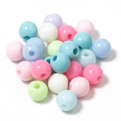 100pcs/Lot 5 6 8 10mm Macaron Colors Crafts DIY Beads Round Acrylic Beads Loose Beads for Jewelry Making Diy Bracelet Necklace
