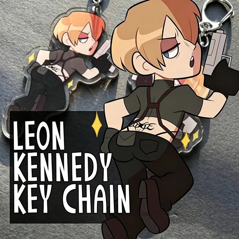 Resident Evil 4 Remake Leon Kennedy Keychain Acrylic Charm RE2 Remake Survival Horror Game Figure Keyring Bag Pendant Gift