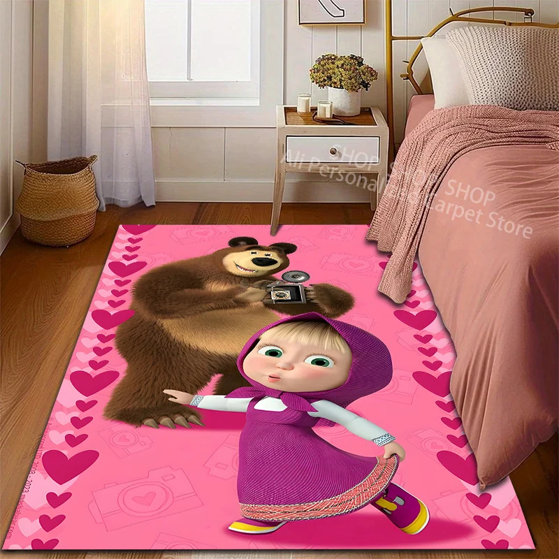 1PC Cartoon Mascha und Bär Muster Teppich für Wohnzimmer Schlafzimmer Sofa Wohnkultur Nicht-slip Boden Matte große Größe Kind Geschenk