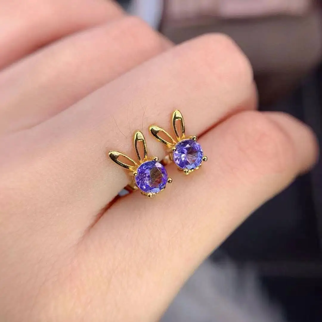 The Best Wedding Gift 100% Natural Tanzanite Earring 925 Sterling Silver Women Real Tanzanite earrings