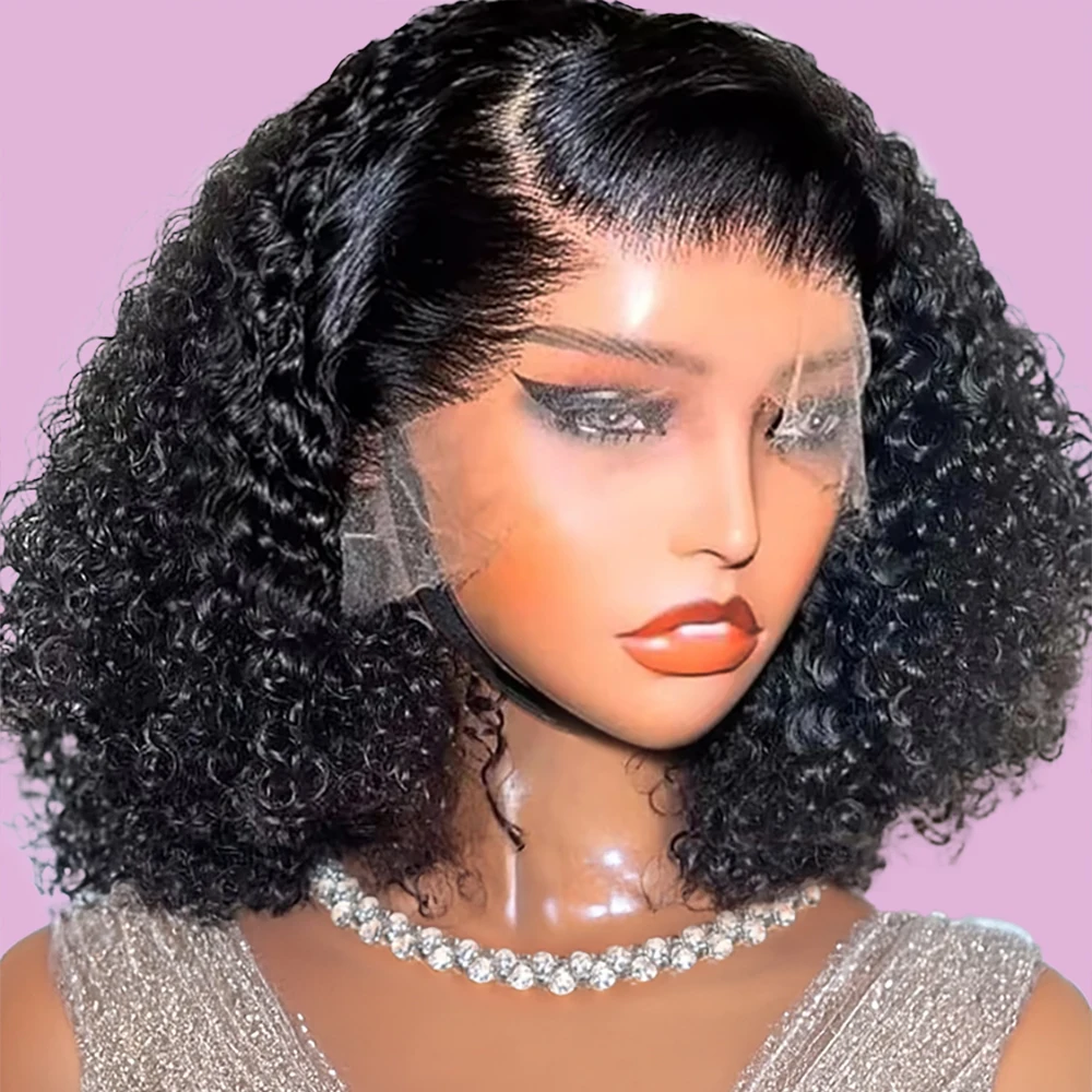 Wig Rambut Manusia Keriting Deep Wave Frontal Wig 13x6 HD Lace Front Wig Bob Pendek 13x4 7x5 Wig Tanpa Lem Rambut Manusia Siap Pakai