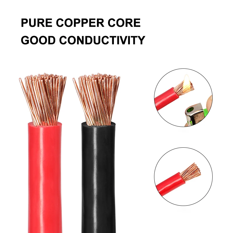 Battery Inverter Cable Set with Terminals 8AWG 6AWG 4AWG 20/30/40/50/60CM Stranded RV Copper Cord Solar Power Connection Wire