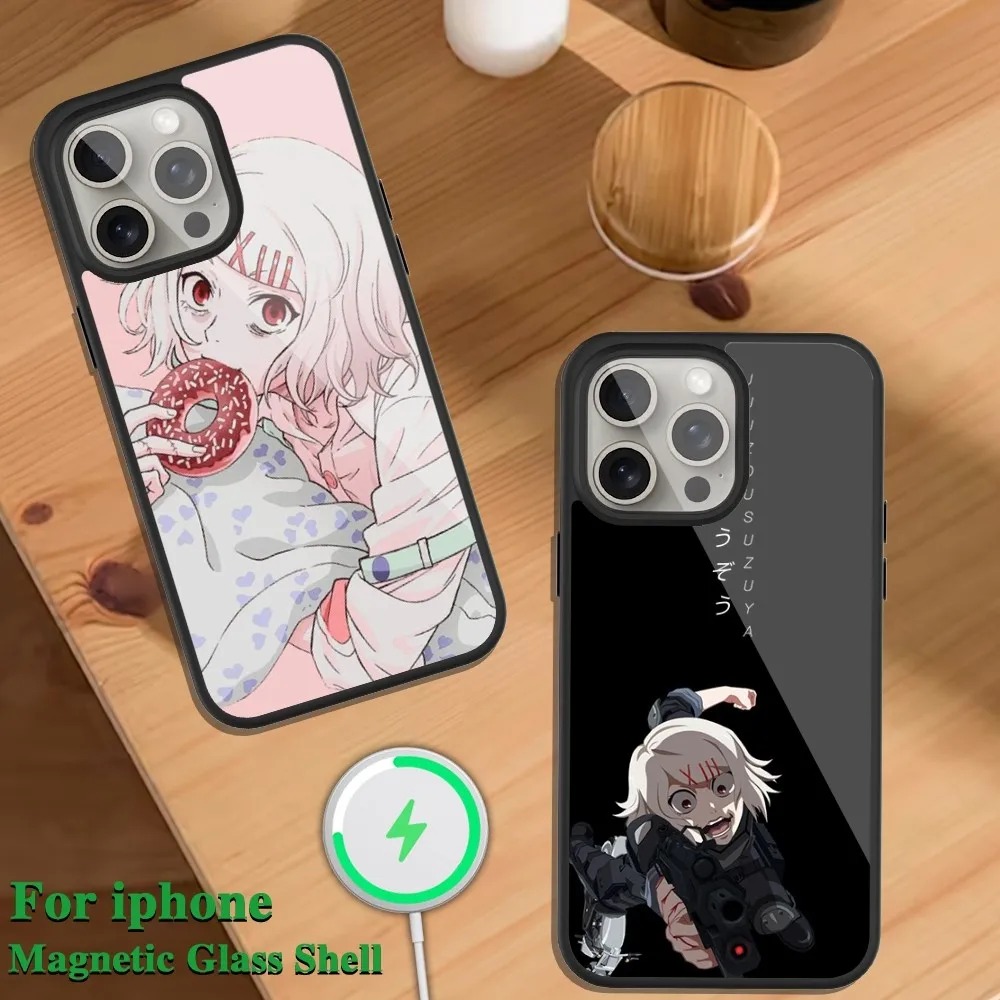 JUUZOU SUZUYA Tokyo Ghouls Phone Case For iPhone Magsafe Magnetic 13 14 15 11 12 Pro Max Plus Glass Charging Shell