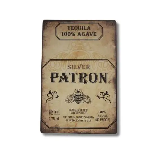 Patron Silver Tequila Tin Sign Bar Man Cave Vintage Style Mexican Restaurant