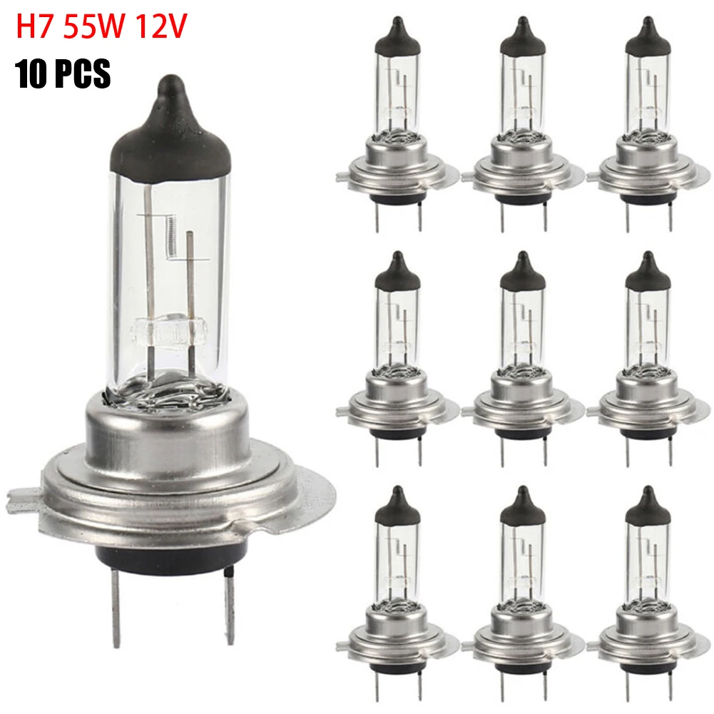 Ampoule de phare halogène, lumière blanche Super chaude H7 55W 12V, lampe halogène de phare de voiture, ampoule de remplacement, 10 pièces