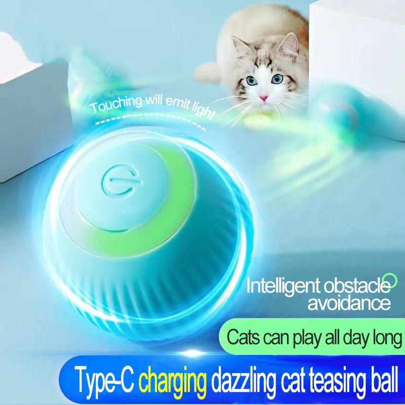 Nueva pelota interactiva para gatos, juguete automático para gatos de interior, pelota eléctrica enrollable, juegos para gatos MWJ01