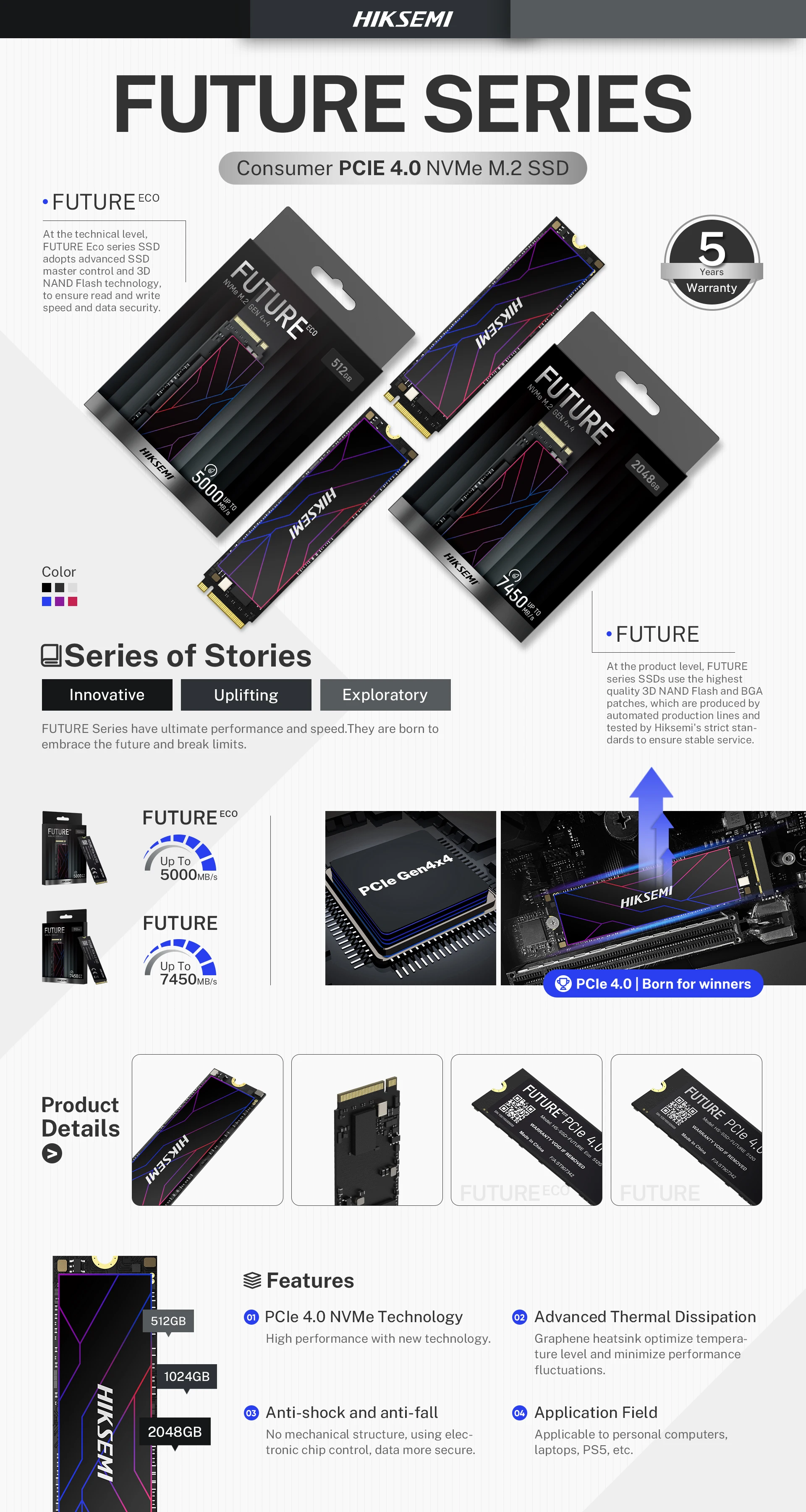 HS-SSD-FUTURE Eco M.2 NVMe Internal SSD (PCIe 4.0) | 5000MB/s Max Read, 512GB/1TB Capacity - Works with PS5, PCs & Laptops