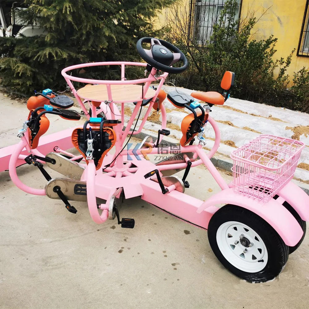 Beer Bike 2-8 Seats Four Wheel City Bicycle With Solar Panel And Beer Dispenser