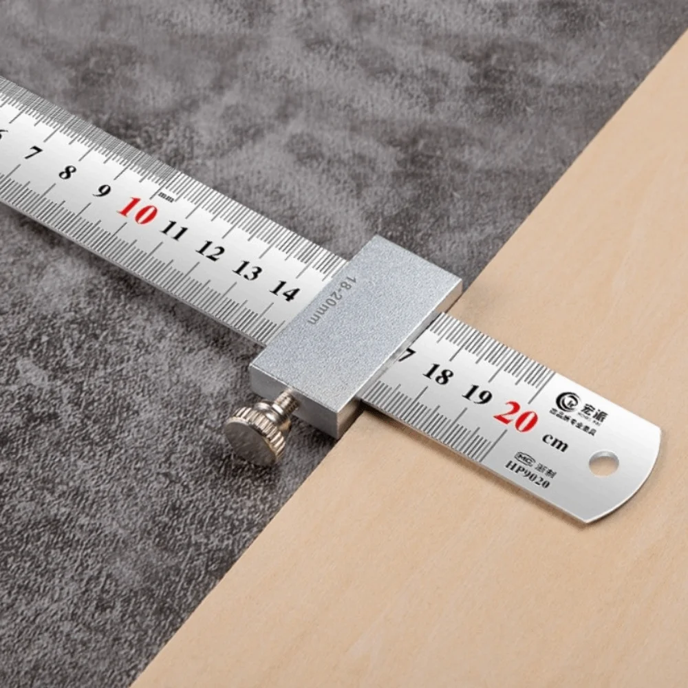 Metal Carpenter Woodworking Steel Ruler Corrosion Resistant Clear Scale Straight Ruler Gauge Precise Ruler Block