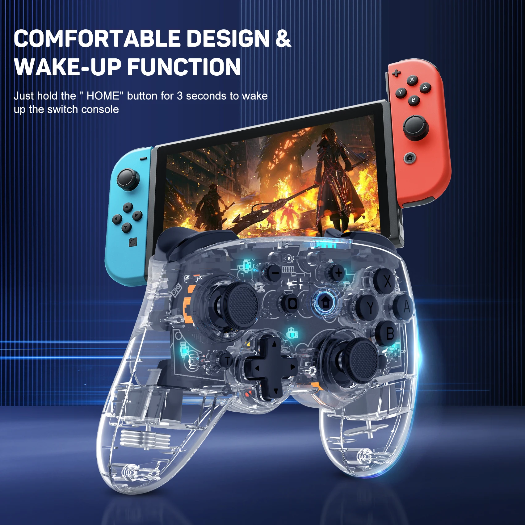 Linyuvo ks35 Switch Controller für Nintendo Switch/ Android/iOS, Handy Wireless Gamepad Wake Up Bluetooth Gaming Joypad