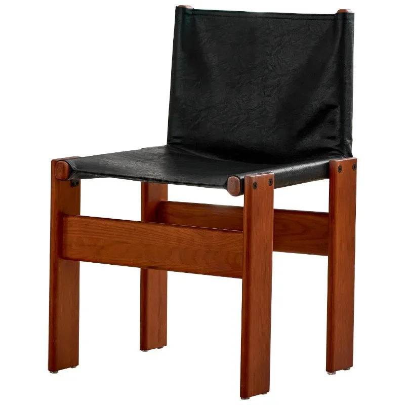 

Chair Medieval French dining chair, wabi retro leather, home designer restaurant, backrest dining table and chairs