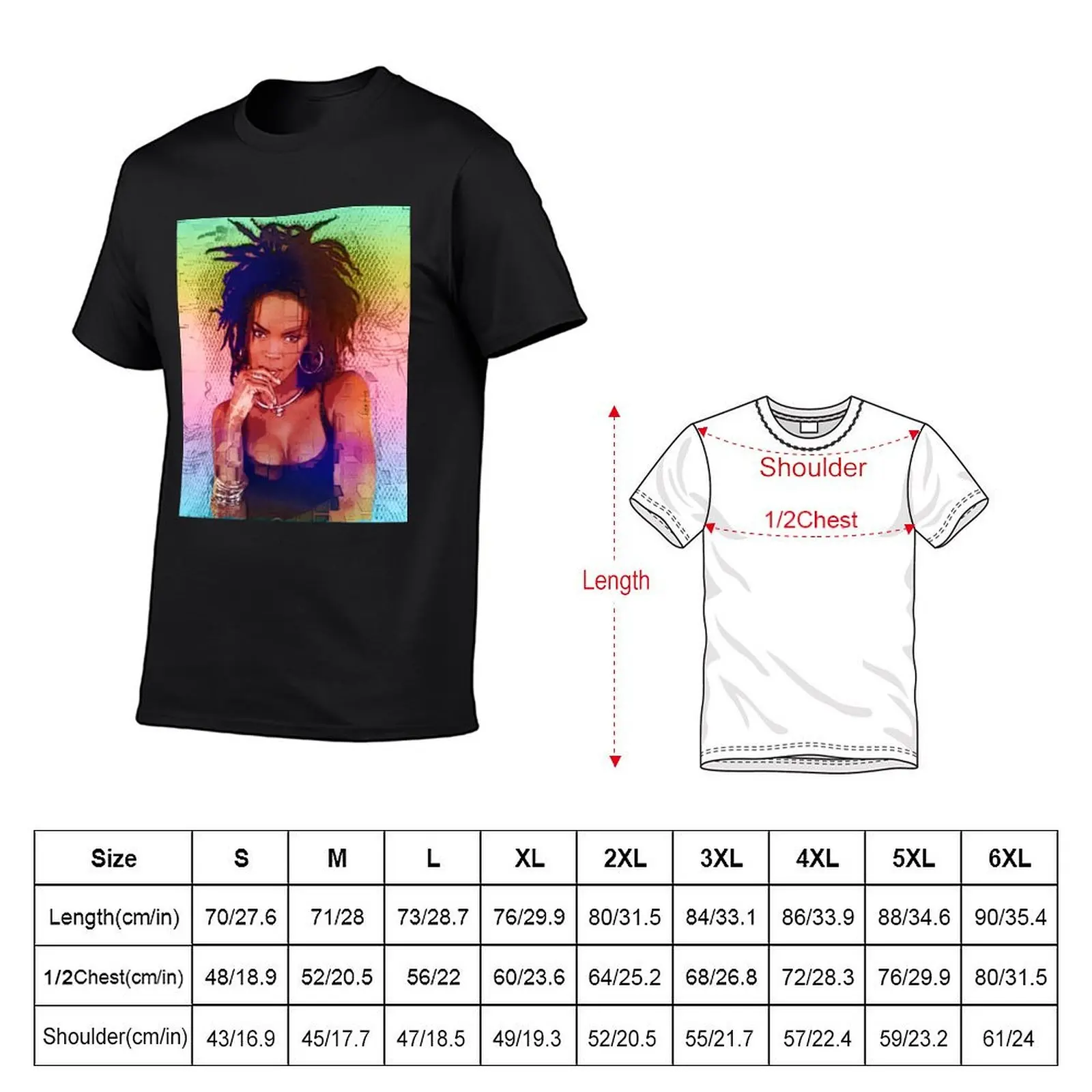 Rainbow magical vibes of Lauryn Hill - digital paint by Iona Art Digital T-Shirt anime anime tshirt Men's t-shirts