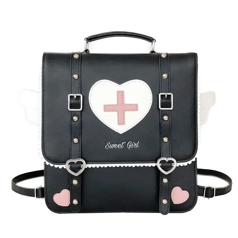 Backpack Bag for School Students Laptop Lolita Wing Heart Cross Rucksack Outdoor Shoulder Book Kawaii Uniform School Bag Hot