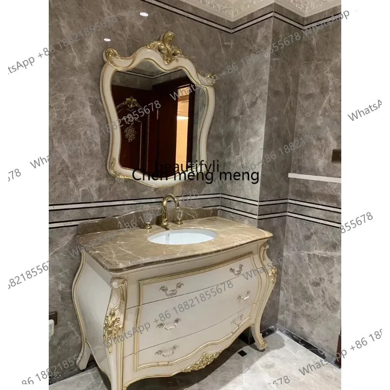 

Y183ff Light luxury European bathroom cabinet, oak washbasin combination washbasin, washbasin arc