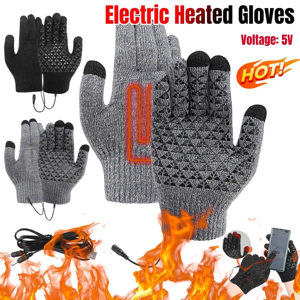 

Перчатки с электрическим подогревом, сенсорный экран, варежки для катания на лыжах на открытом воздухе, перчатки с USB-подогревом для альпинизма, альпинизма (без батареи)