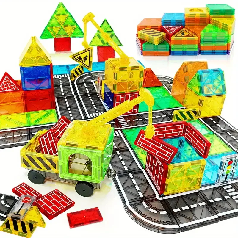 Bunte 2,95-Zoll-Magnetbausteine – magnetische Bausteine mit technischem Serie – 3D-Puzzles für Kinder
