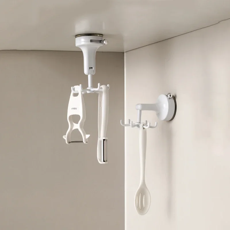 

Вращающийся крючок на кухонной присоске, пластиковый вращающийся шпатель для посуды без дрели, присоска с 6 когтями, настенный крючок для хранения