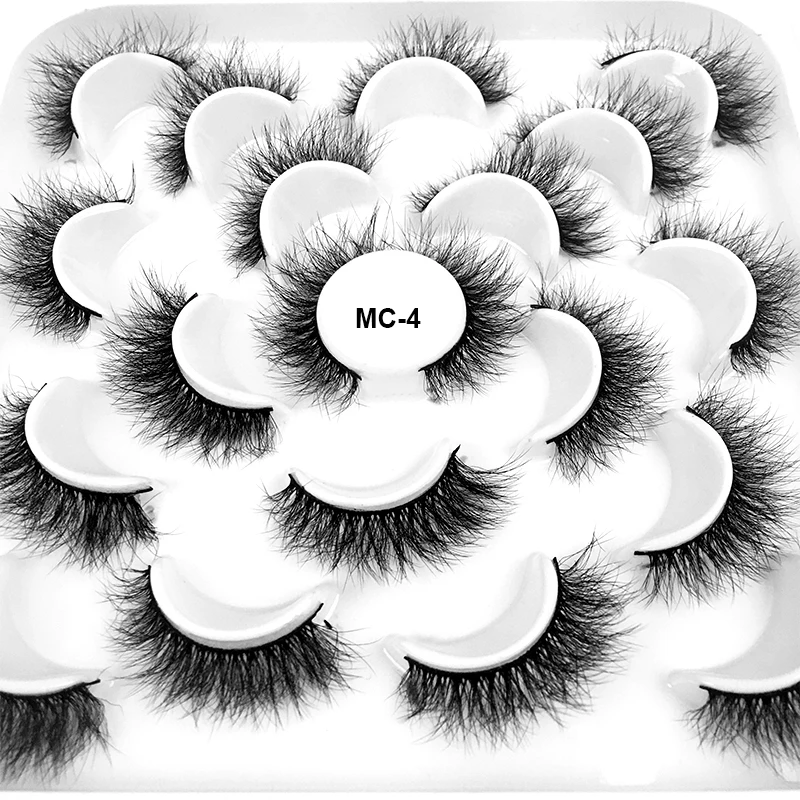 10 paia 10-20mm 8D Faux Mink Lashes Fluffy Soft Wispy Volume Natural long ciglia finte ciglia riutilizzabili Eyelashs Makeup