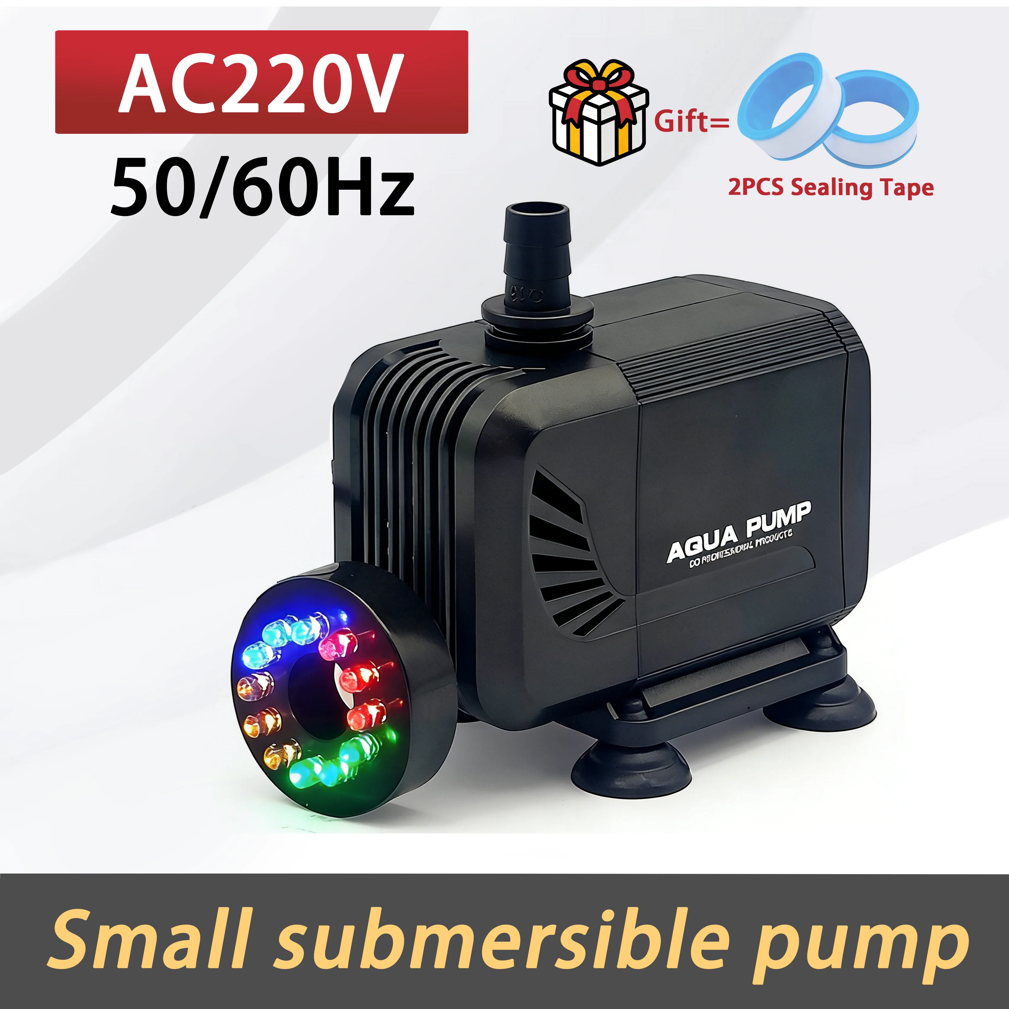 12 LED Light Bulbs, AC 220V, Dedicated for Aquarium and Pond Use, Submersible Fountain Pump, Flow Rate 1500L/H Head 1.6M