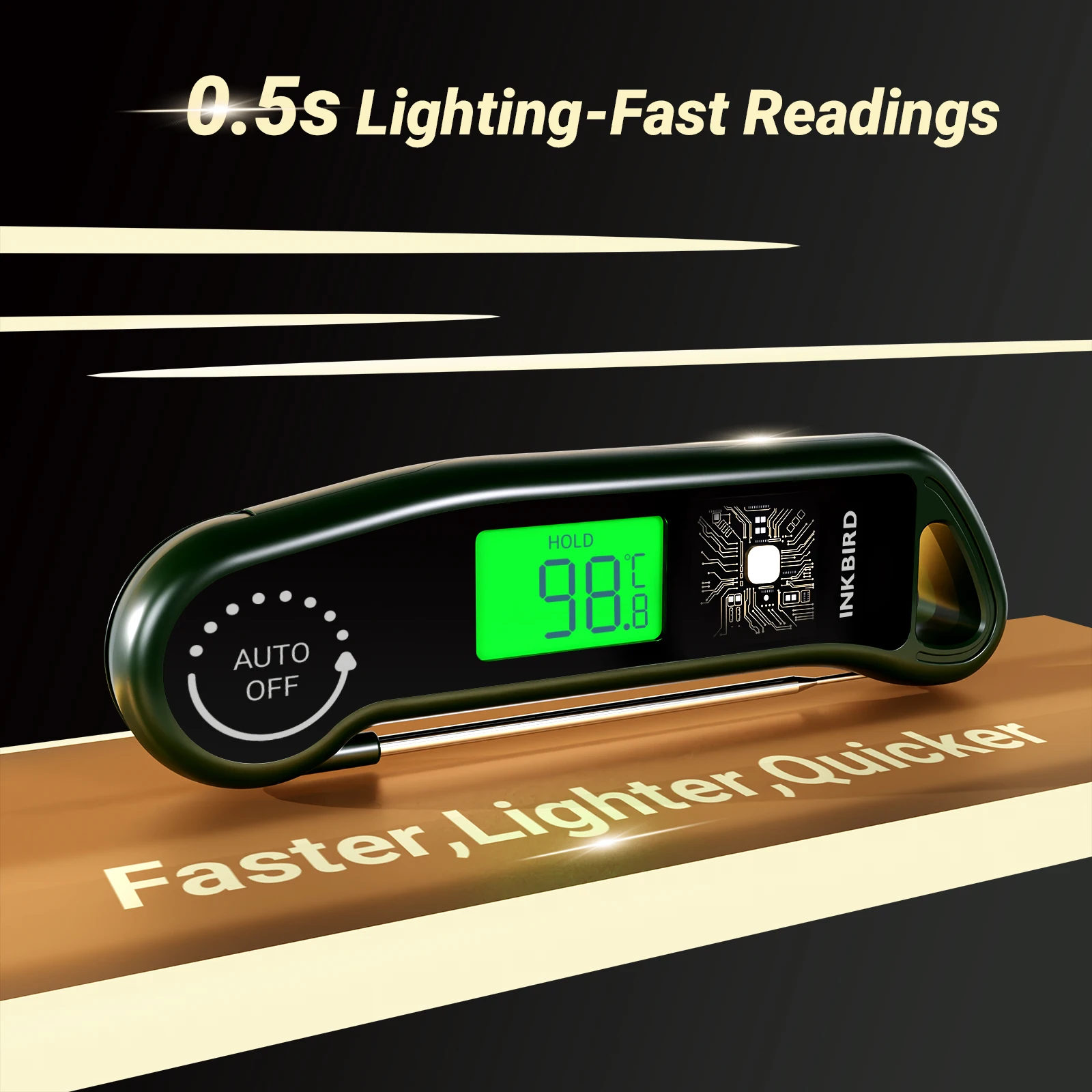 INKBIRD 0.5s Fast Reading Meat Thermometer Backlit LCD Display Instant Read Food Thermometer for BBQ,Baking,Deep Drying RHT-11K