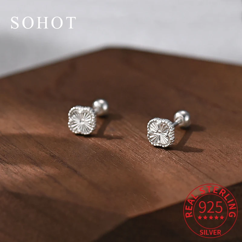

Real 925 Sterling Silver Piercing Screw Bead Mini Stud Earrings for Women Minimalist Cute Fine Jewelry Light Luxury Accessories